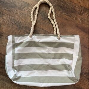 NWOT Striped Canvas Tote Bag with Rope Handles
